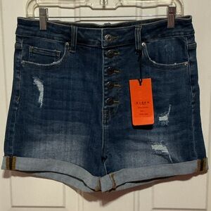 Risen Women's Distressed Blue Jean Shorts